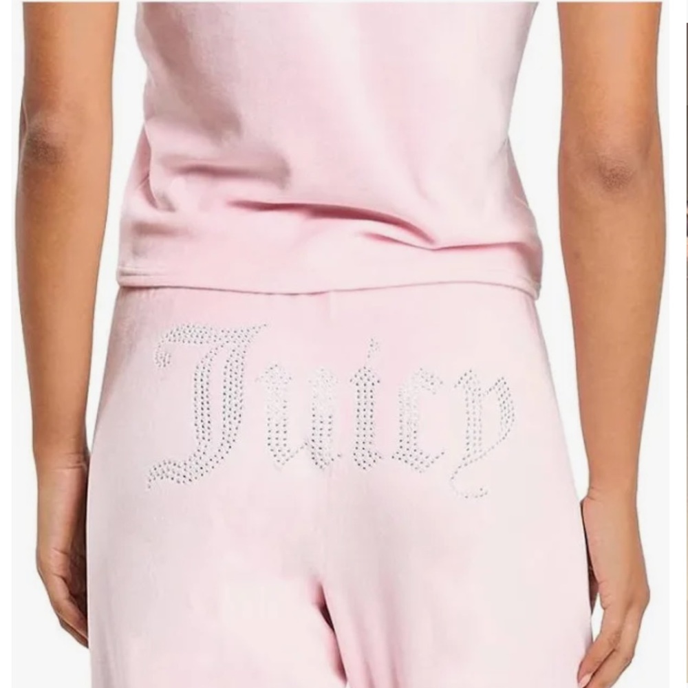 New Juicy Couture Pink Velour Bling Top & Pants 2 Piece Set - Picture 16 of 17